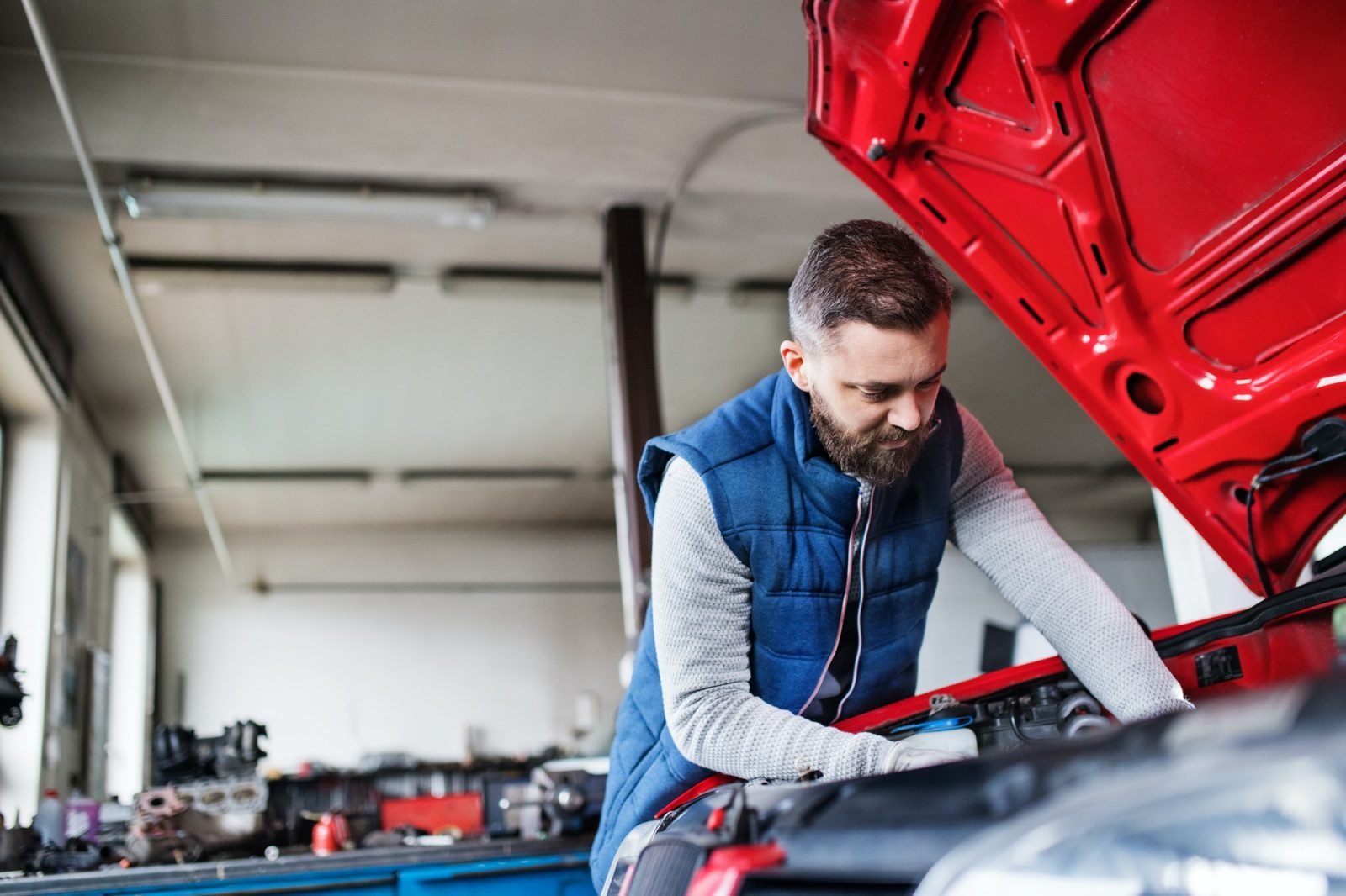 Technician preparing a vehicle for ECU file service